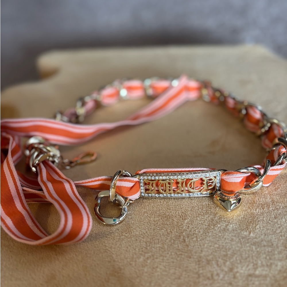 Juicy Couture Striped Orange and Gold Belt - Picture 3 of 4